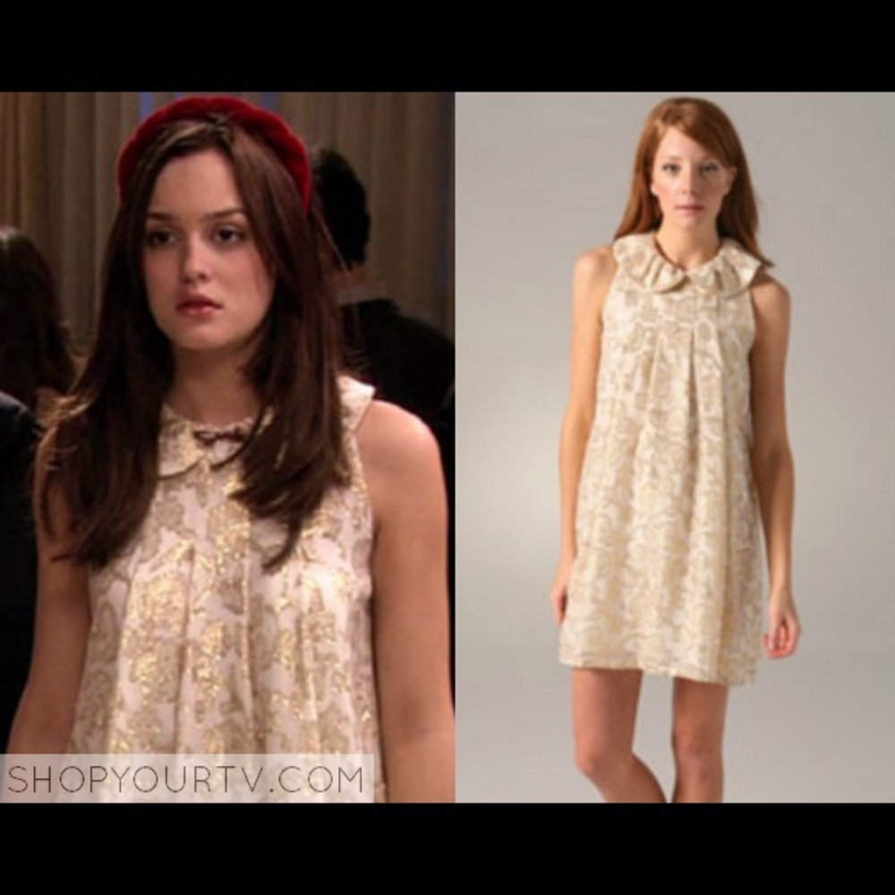BLAIR WALDORF Tibi gold dress